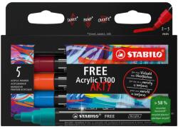 STABILO Free Acrylic T300 akril marker, Urban készlet, 5 szín/készlet (SW692501)