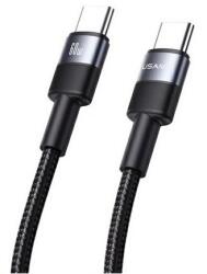 USAMS sy adatkábel, type-c - type-c, 60w, pd gyorstöltő, 120cm, cipőfűző, fekete (SJ724USB01)