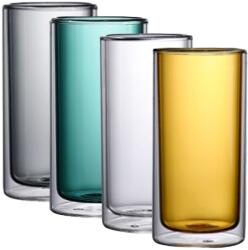 Quasar & Co Quasar & Co. pohárkészlet, 250 ml, hőálló üveg, Dupla poharak, d 6, 5 cm, h 13 cm, 4 darab, Többszínű (43041065)