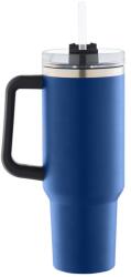 Quasar & Co Termosz bögre fogantyúval és szívószállal, Quasar & Co. ®, To Go fedéllel, forró/hideg italokhoz, rozsdamentes acél, 1, 2 l, tengerészkék (42041067)
