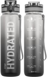  Színátmenetes, Feliratos Kulacs Szivárgásmentes Kupakkal - 1000 ml - Szürke/Fekete (200202232)