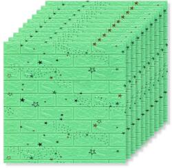 Tapetoo Home Decor 20 db 3D Tapetoo Home Decor® tapéta csempe készlet, zöld csillagokkal, 70 x 77 cm, 2, 5 mm, 10, 6 négyzetméter (set-20xTapet-3D-Cod-55-Verde-c)