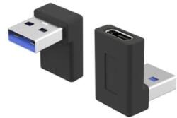 PremiumCord Adapter, 90 fokos, USB-A - USB-C, M/F, fekete (KUR31-27) (KUR31-27)
