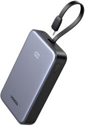  Powerbank 20000mAh Ugreen PB505, USB + USB-C, beépített kábel, 20W (szürke)