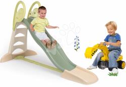 Smoby Set tobogan cu dublu val și excavator cu scaun Toboggan XL Life Smoby lugimea suprafeței de alunecare 230 cm cu apă (SM820304-13)