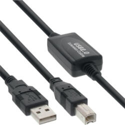PremiumCord Kábel USB 2.0 repeater, A - B, M/M, 10m, fekete (KU2REP10AB) (KU2REP10AB)