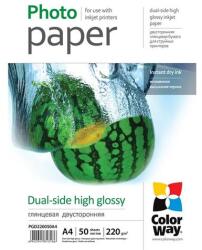 ColorWay Fotópapír, kétoldalas magasfényű (dual-side high glossy), 220 g/m2, A4, 50 lap