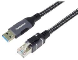 PremiumCord Kábel USB-A 3.2 - LAN RJ45, 10/100/1000, 1m, fekete (KUNET1) (KUNET1)