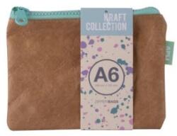 APLI Rendszerező tasak, cipzáras, bőrhatású textúra, műanyag, A6, 'Kraft', vegyes színű cipzár (LCA19155) (LCA19155)