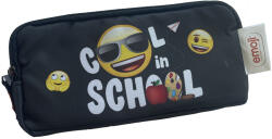 Pigna Penar etui dreptunghiular PIGNA, 3 fermoare, motiv School Emoji, Negru (EJPE2520-2) Penar