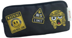 Pigna Penar etui dreptunghiular PIGNA, 3 fermoare, motiv Emoji, Negru (EJPE2520-1) Penar