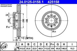 ATE Disc frana ATE 24.0125-0158.1 (24.0125-0158.1) - centralcar