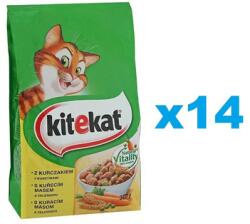 Kitekat száraz macskaeledel csirkével és zöldséggel 14x300 g