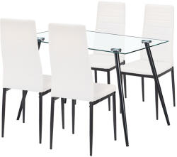 Leziter Nash 4+1 étkező garnitúra fehér-fekete (LUAL120B_DA258WB_4) - homelux