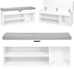 ModernHome cipősszekrény ülőkével, 3 polc, fehér (WYJ-249)