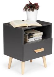 ModernHome Fiókos éjjeliszekrény, 38x30x40 cm, sötétszürke (WYJ-258 GRAY)