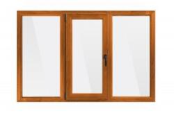 Bastion Fereastra PVC cu geam termopan, profil Bastion - 5 camere, stejar auriu, deschidere oscilobatanta pe partea stanga, 2200x1200 mm