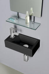 SAPHO Small Amarok öntöttmárvány kézmosdó 40x11x22 cm, balos/matt fekete AR400B (AR400B)