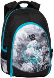 Bagmaster fekete / kék mintás textil hátizsák digital20b