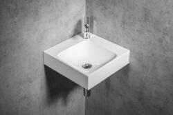 SAPHO Emona öntött márvány sarokmosdó 40x40 cm, jobbos/fehér EN040R (EN040R)