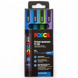 uni Uni Posca PC-3ML Készlet 4 Darab/Készlet Hideg Csillámló Színek PFP (2UPC3ML4DBHIDEGCSILLAM)