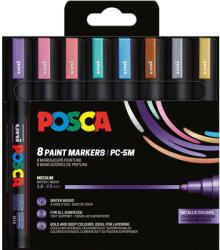 uni UNI Posca PC-5M Akril Marker Készlet 8 Darab/Készlet Metál Színek PFP (2UPC5M8DBMETAL)