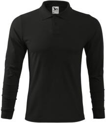 MALFINI Tricou polo de bărbați cu mânecă lungă Single J. LS - Neagră | 2XL (2110117)
