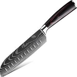 HARAHU Cuțit de bucătărie BL-38108 - Santoku / Negru / Maro KP38108