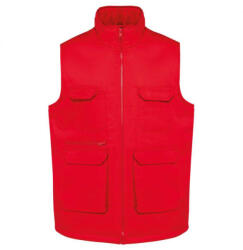 Designed To Work WK607 bélelt unisex mellény sok zsebbel Designed To Work, Red-L (wk607re-l)