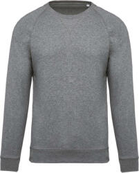 Kariban Férfi organikus környakas raglános pulóver, Kariban KA480, Grey Heather-L (ka480grh-l)