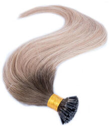 HairExtensionShop Keratinos I-TIP Emberi Póthaj Mikró Gyűrűzéshez Piano Balayage Szőkés Barna (B4T8-10E) (RIT60-B4T8-10E)