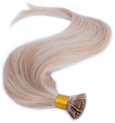 HairExtensionShop Keratinos I-TIP Emberi Póthaj Mikró Gyűrűzéshez Piano Balayage Barnás Világos Hamvas Szőke (18LIGHT-ICEWHITE) (RIT50-18LIGHT-ICEWHITE)