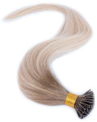 HairExtensionShop Keratinos I-TIP Emberi Póthaj Mikró Gyűrűzéshez Piano Balayage Világos Szőkés Barna (T8-P18-60) (RIT60-T8-P18-60)