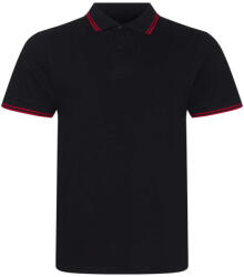 Just Polos JP003 rövid ujjú sztreccs galléros férfi póló Just Polos, Black/Red-XL (jp003bl-re-xl)