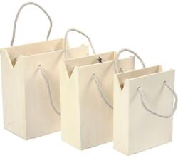  Fából készült három darabos táska készlet (dekorálható fa)