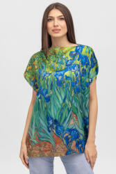 Shopika Summer Bluza de vara tip poncho din matase cu reproducere dupa Irisi de Van Gogh Talie unica