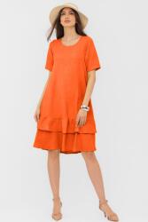 Pierino Rochie portocalie A line midi, cu doua volane poale, din in mercerizat si vascoza S/M