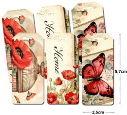 Nyomtatott dekorkarton - Pipacsos biléták 6db/csomag