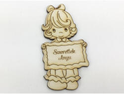 Natúr fa - "Szeretlek Anyu" kislány 5x10cm - papelito