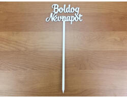  Fa - Beszúrós "Boldog névnapot" felirat fehér 10, 5cm - papelito