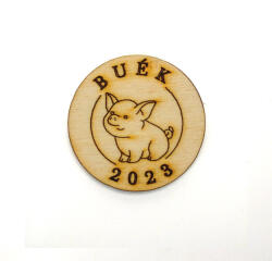  Natúr fa - " BUÉK" malacos tallér 4, 5cm - papelito