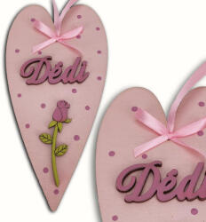  Anyák napi díszített szív "Dédi" - Rózsaszín
