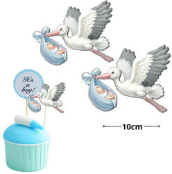 Nyomtatott dekorkarton - Gólya babával kék 2db/csomag