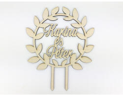  Natúr fa - Egyedi tortadísz kívánság szerinti felirat - esküvői és kerti parti dekorációhoz