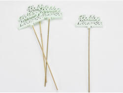 Fa beszúrós "Boldog névnapot" felirat menta 8x29cm 4db/csomag - papelito