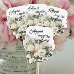 Nyomtatott dekorkarton - Anyák napjára . . virágos tábla - fehér 4db/csomag - papelito