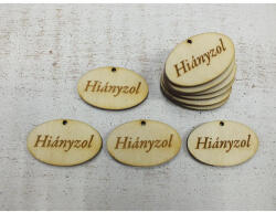 Natúr fa - "Hiányzol" ovál tábla 2, 5x4cm 10db/csomag - papelito