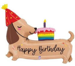Grabo Óriás fólia lufi tacskó 43 inch (109cm), Happy Birthday (LUFI766318)