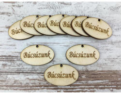 Natúr fa - "Búcsúzunk" ovál tábla 2, 5x4cm 10db/csomag - papelito