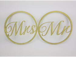  Mr&Mrs karika szett zöld 2db - esküvői és kerti parti dekorációhoz
